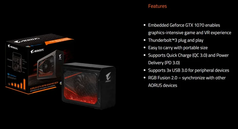 Внешняя видеокарта AORUS GTX 1070 Gaming Box eGPU — traffic light, perfume
