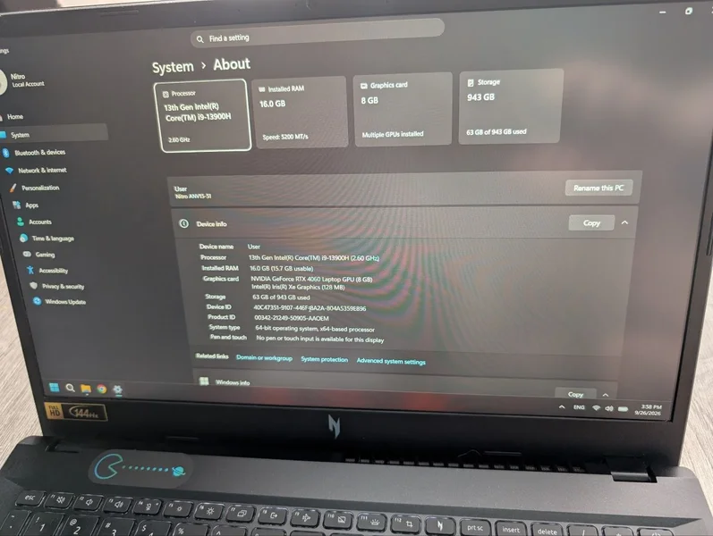 Ноутбук Acer Nitro V15 — microwave, cash machine