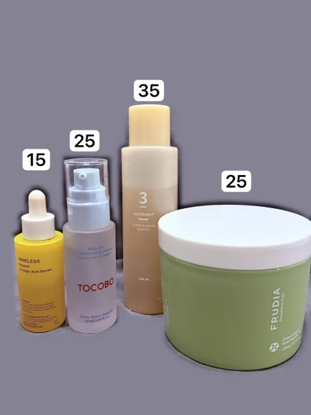 Набор корейской косметики — sunscreen, hair spray, lotion