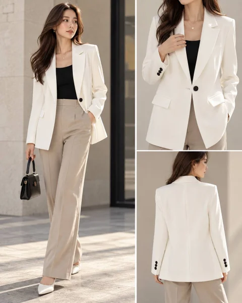 Белый классический жакет пиджак — lab coat, suit
