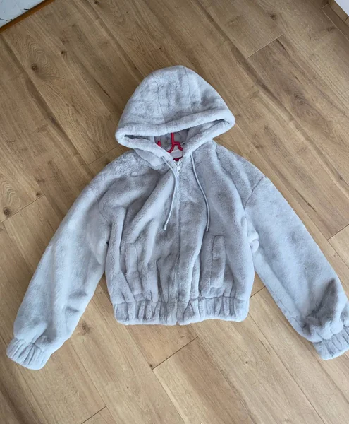 Укороченная эко-шуба с капюшоном — sweatshirt, velvet