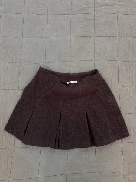 Юбка Zara серая теннисная — velvet, miniskirt