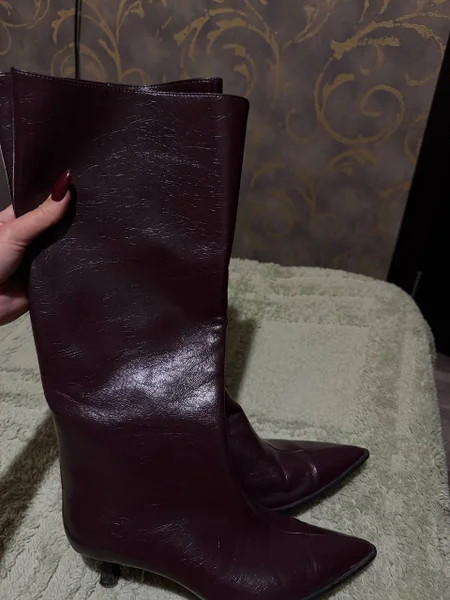 Сапожки Stradivarius цвет баклажан, размер 36 — Loafer, velvet, seat belt