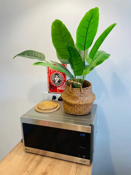 Искусственное растение с плетеным кашпо — pot, vase