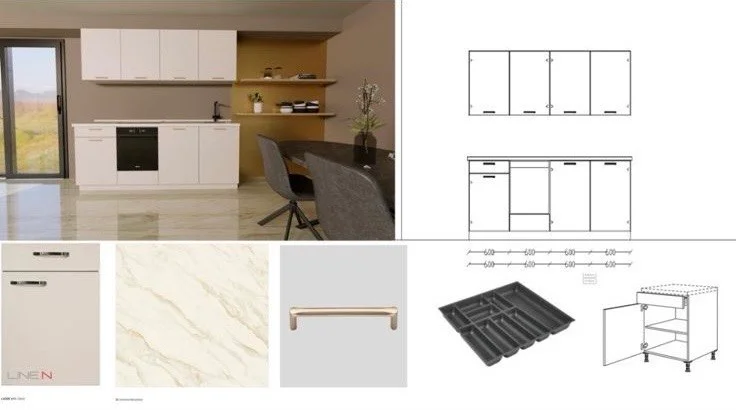 Кухня 240 см Kronospan Sand — file, wardrobe, desk