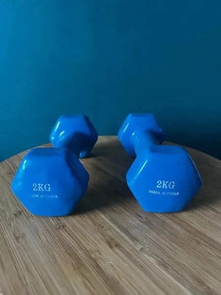 Пара гантелей 2 кг (синие, винил) — dumbbell