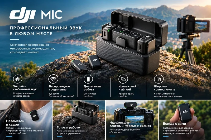 DJI Mic беспроводная микрофонная система — reflex camera