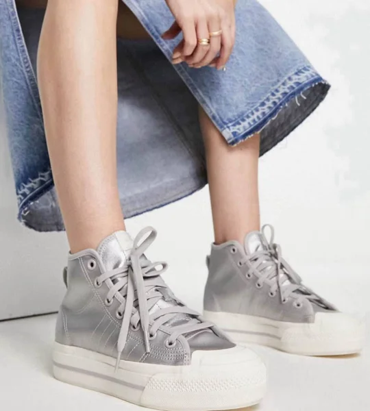 Серебристые кеды Adidas Originals Nizza — clog, Loafer, sandal