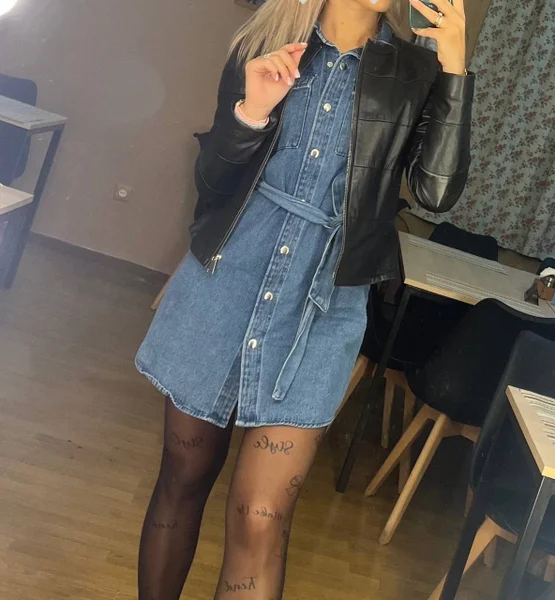 Платье джинс — jean, miniskirt, trench coat