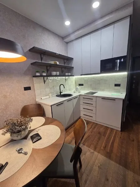 Квартира 1+1, Пиросмани, 17 — desk, microwave
