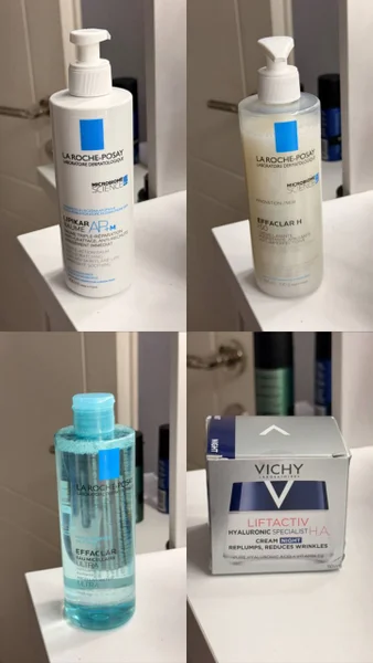 Ночной крем для лица Liftactiv Hyaluronic La Roche-Posay — pill bottle, lotion, hair spray