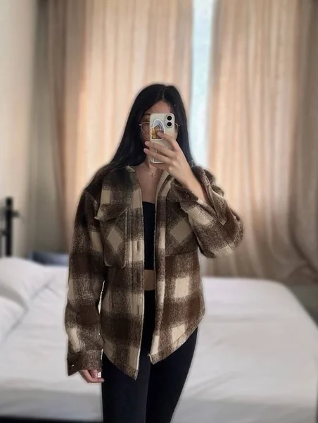 Клетчатая куртка River Island унисекс M-L — kimono, fur coat, cloak