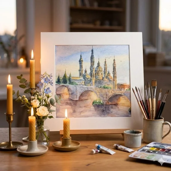 Картина Каменный мост Сарагоса акварель — altar
