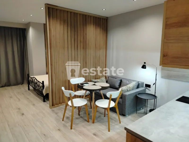 Современная студия в центре Батуми — dining table, window shade