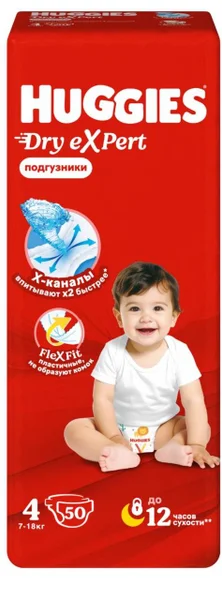 Подгузники Huggies 4 7-18 кг 50 шт