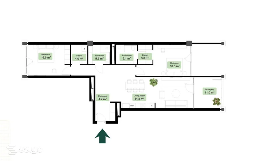 3 room Flat For Sale. Ortachala