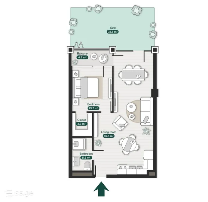 2 room Flat For Sale. Ortachala