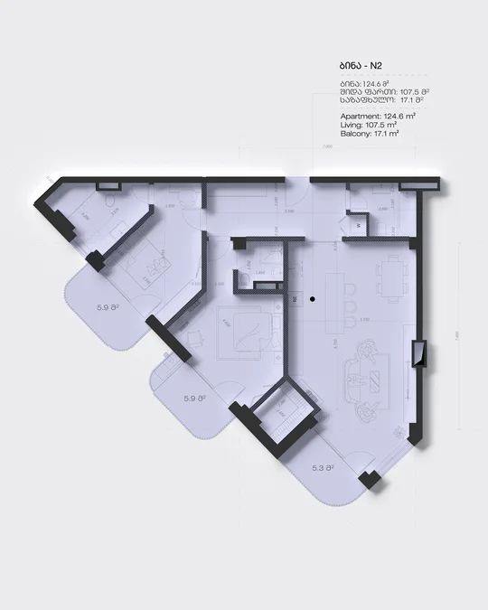 3-комнатная квартира. Ваке