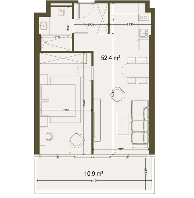 Улица Гиа Гулуа, 4а: 2-комнатная, 63,3 м²