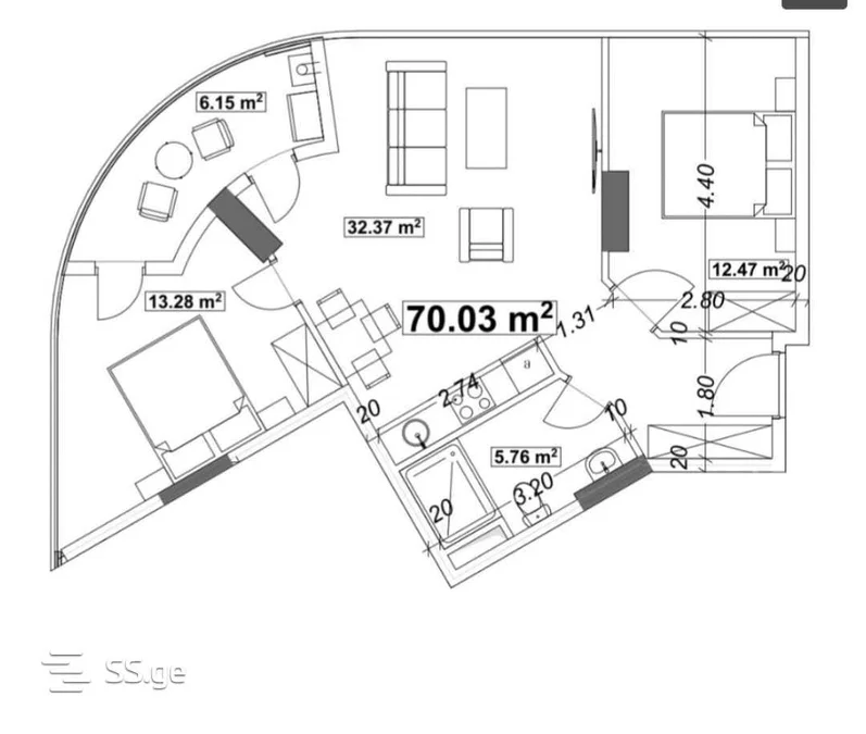 3-комнатная квартира