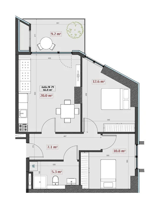 3-комнатная квартира. Глдани