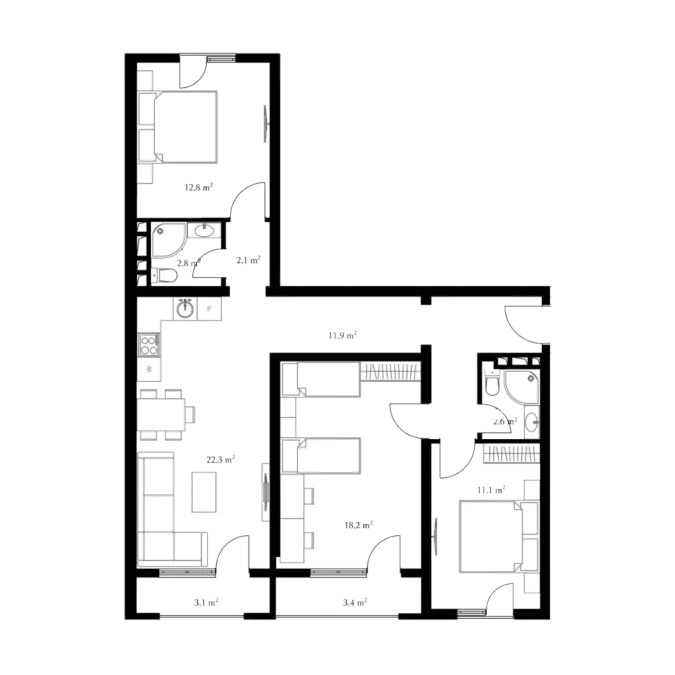 4-комнатная квартира. Исани