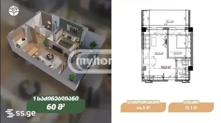 2-комнатная квартира в Тбилиси