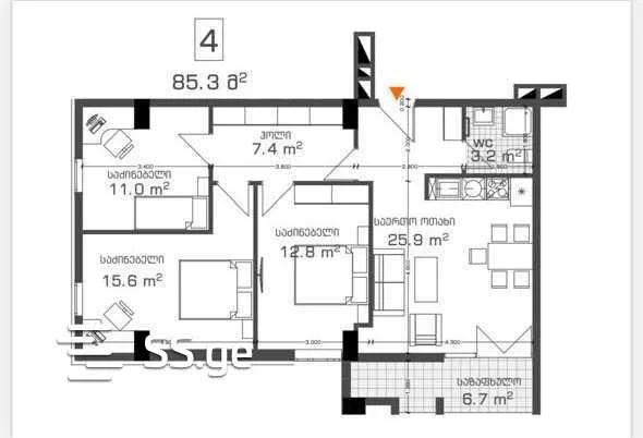 4 room Flat For Sale. Nadzaladevi