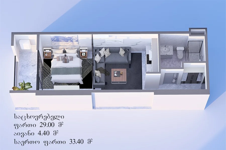 Студия на გრ. ლორთქიფანიძის ქუჩა 3 Airport District