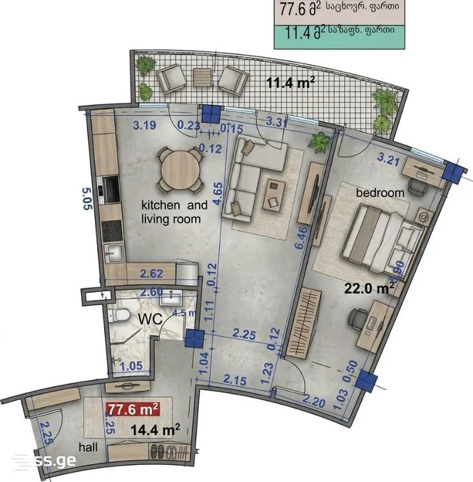 2 room Flat For Sale. Vake