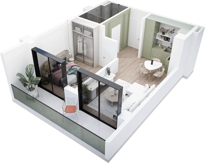 2 room flat for sale. Lisi lake