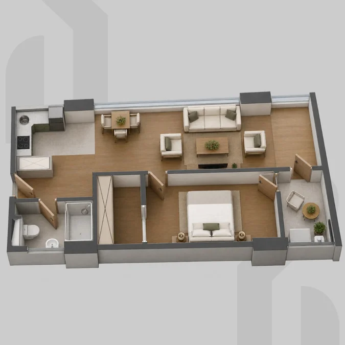 1-bedroom в Optima Residence, 64.96 м², $89000