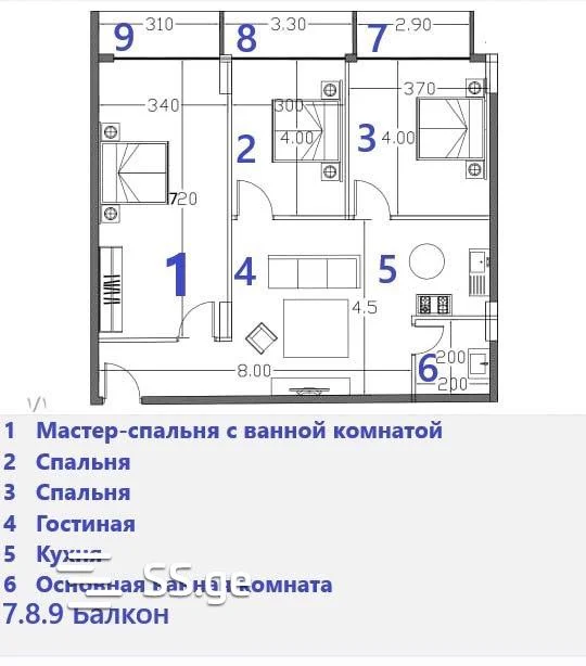 3-комнатная квартира