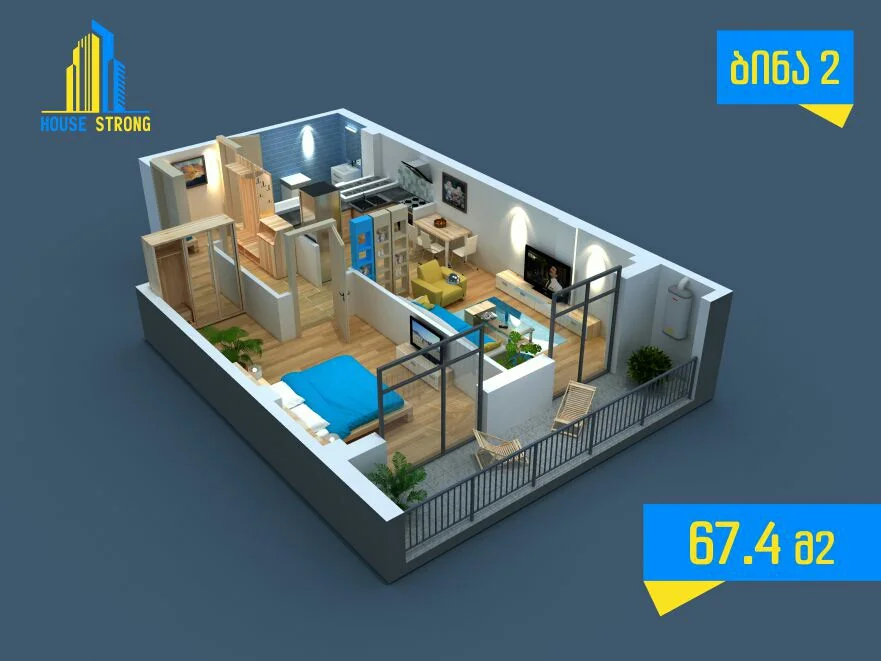 2 room flat for sale. Sanzona