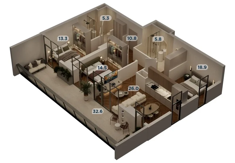 Ул. Цотне Дадиани, 30: 4-комнатная, 127,2 м²