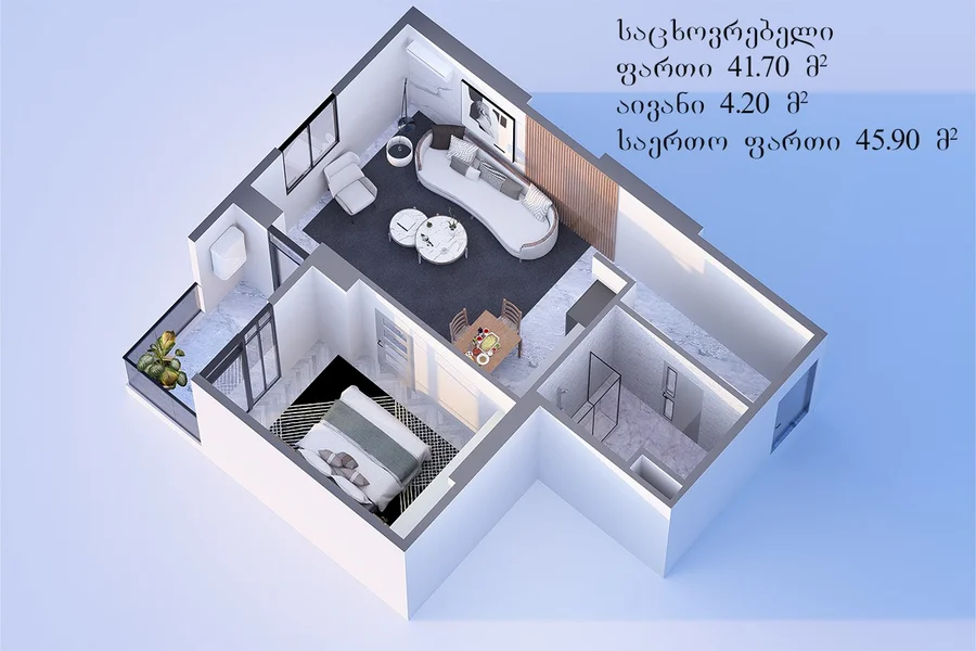 1+1 на ГР. Лорткипанидзе ул. 3 Airport District