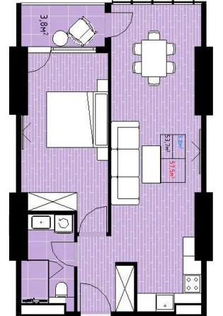 1+1 на Bagrationi Residence Batumi ბაგრატიონის შეს. 135 Bagrationi District
