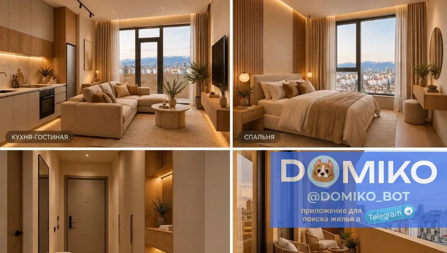 1+1 room, 61 m² apartment