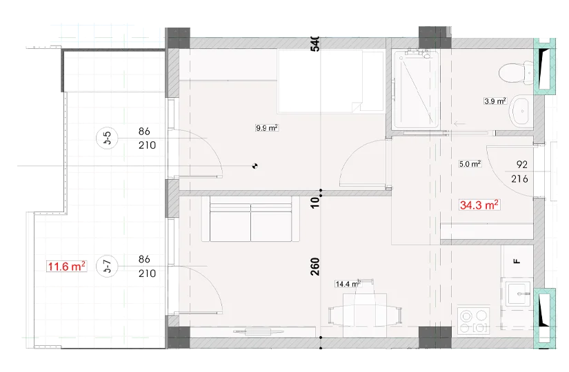 2-комнатная квартира. Поничала