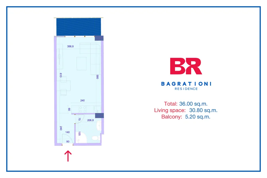 Студия на Bagrationi Residence Batumi Ш. Руставели пр. 131 Rustaveli District
