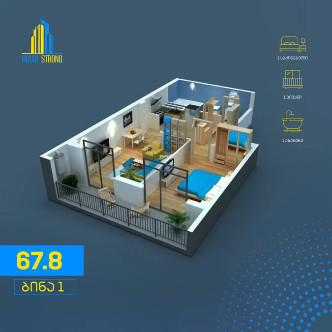 2-комнатная квартира. Санзона