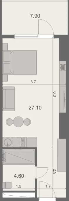 Студия на Stay & Rent GR. Lortkipanidze st. 5 Airport District