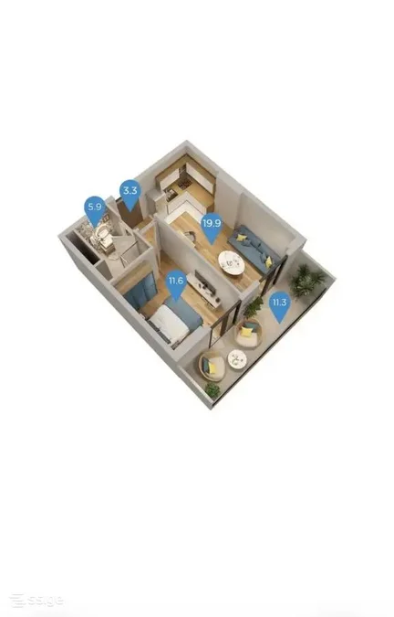 2 room Flat For Sale. Sanzona