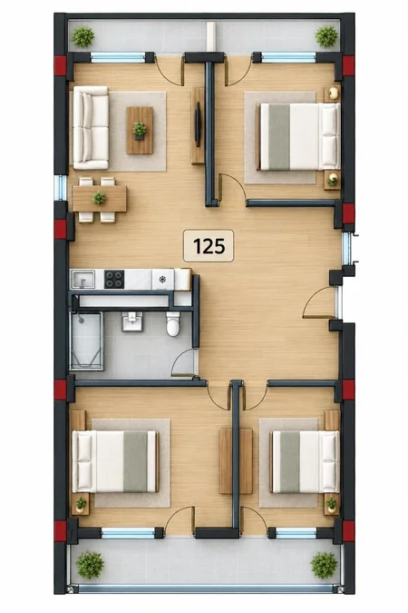 Дека Варкетили: 4-комнатная, 125,0 м²