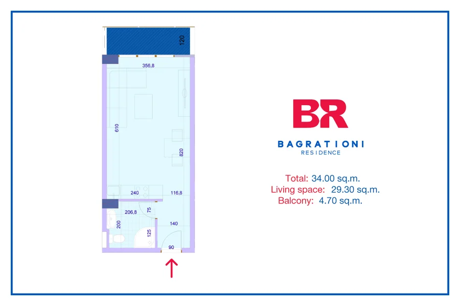 Студия на Bagrationi Residence Batumi Ш. Руставели пр. 131 Rustaveli District