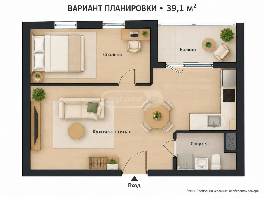2-комнатная квартира в районе Багратиони