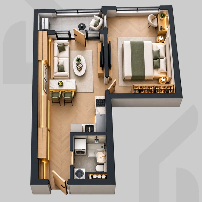 1-bedroom в Accent, $63000