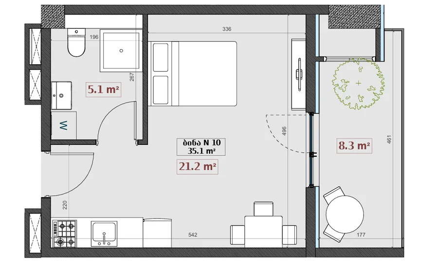 1 room flat for sale. Gldani