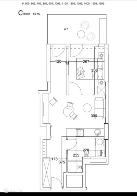 1+1 на Marina Club R. Nizharadze st. 16 Airport District