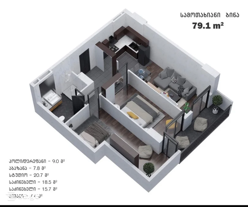 3-комнатная квартира Продаётся. Диди дигоми